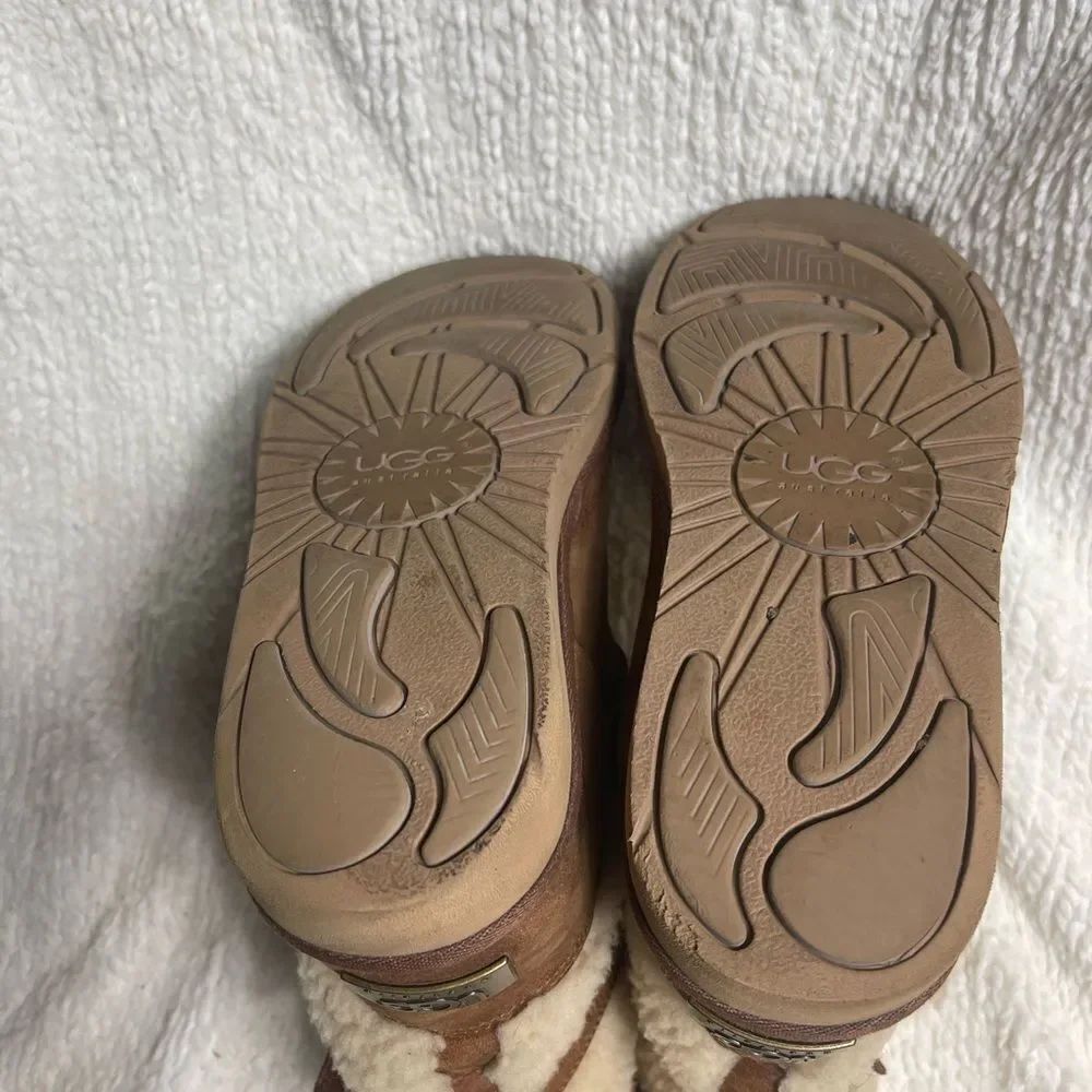 UGG Australia Becket Leather Brown women’s Boots shearling lining women’s SZ10 - Picture 8 of 12